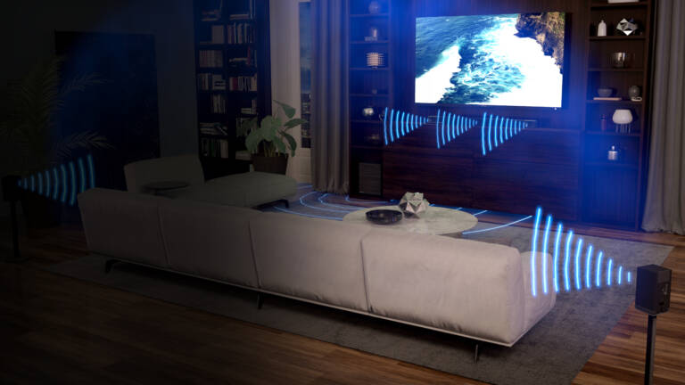 Klipsch Cinema 600 5 1 System with blue sound waves Desktop